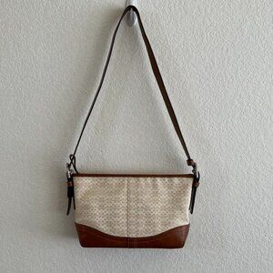 Coach Monogram Leather Trim Shoulder Bag